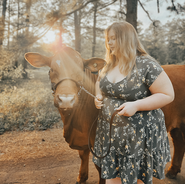 girl with a cow